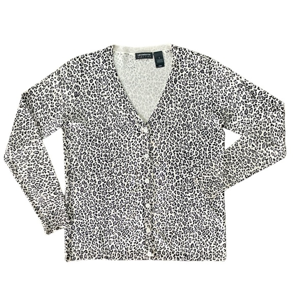 Liz Claiborne 100% Silk long sleeve cheetah pattern button V-Neck cardigan Sz: S - Picture 4 of 8
